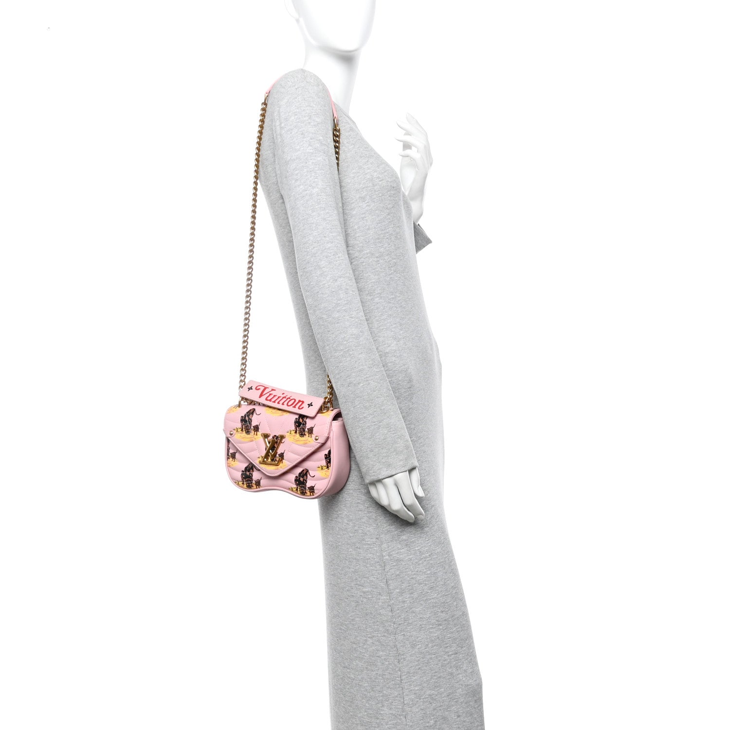Louis Vuitton Calfskin Leopard Print New Wave Chain PM Light Pink 2 of 13
