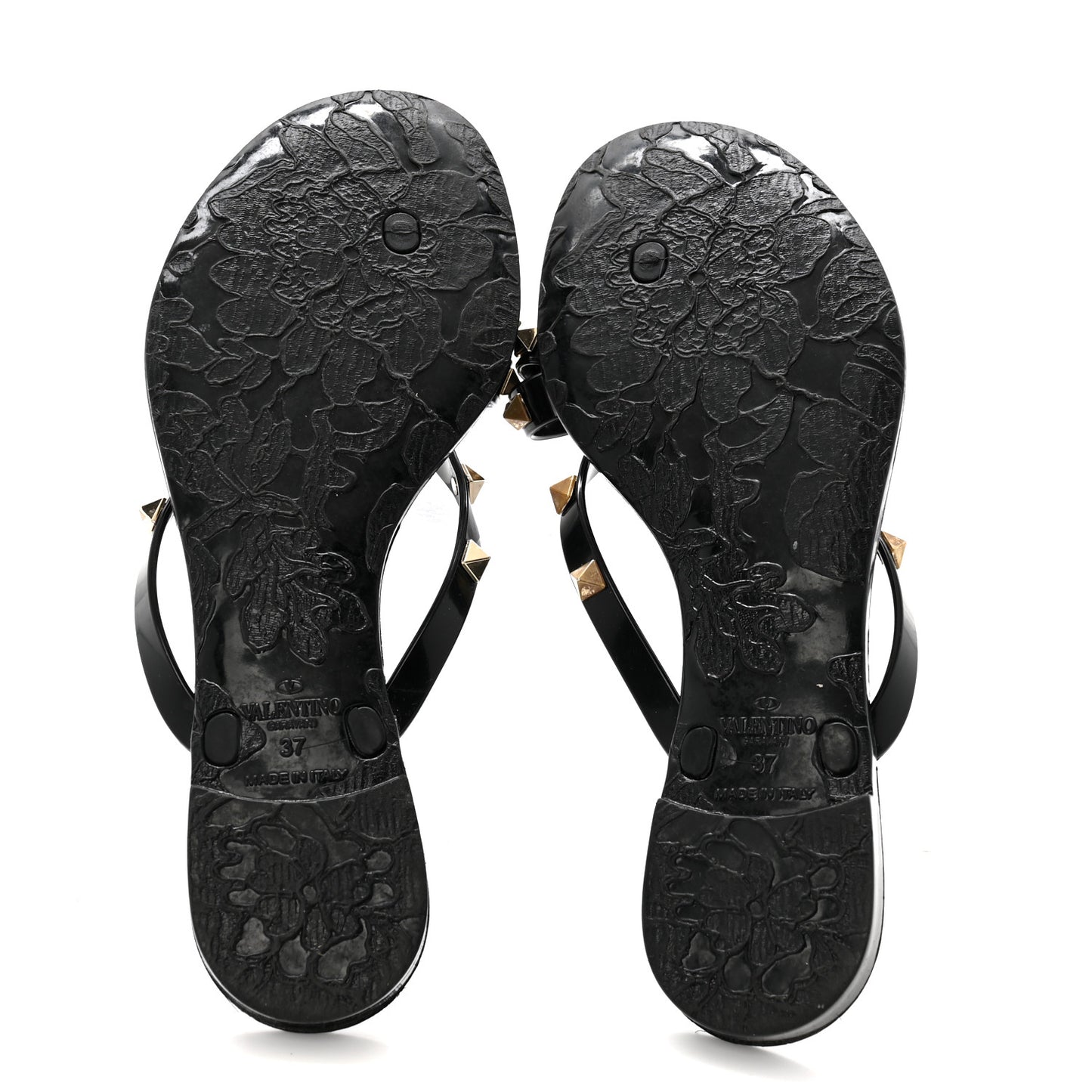PVC Jelly Rockstud Bow Thong Sandals 37 Black
