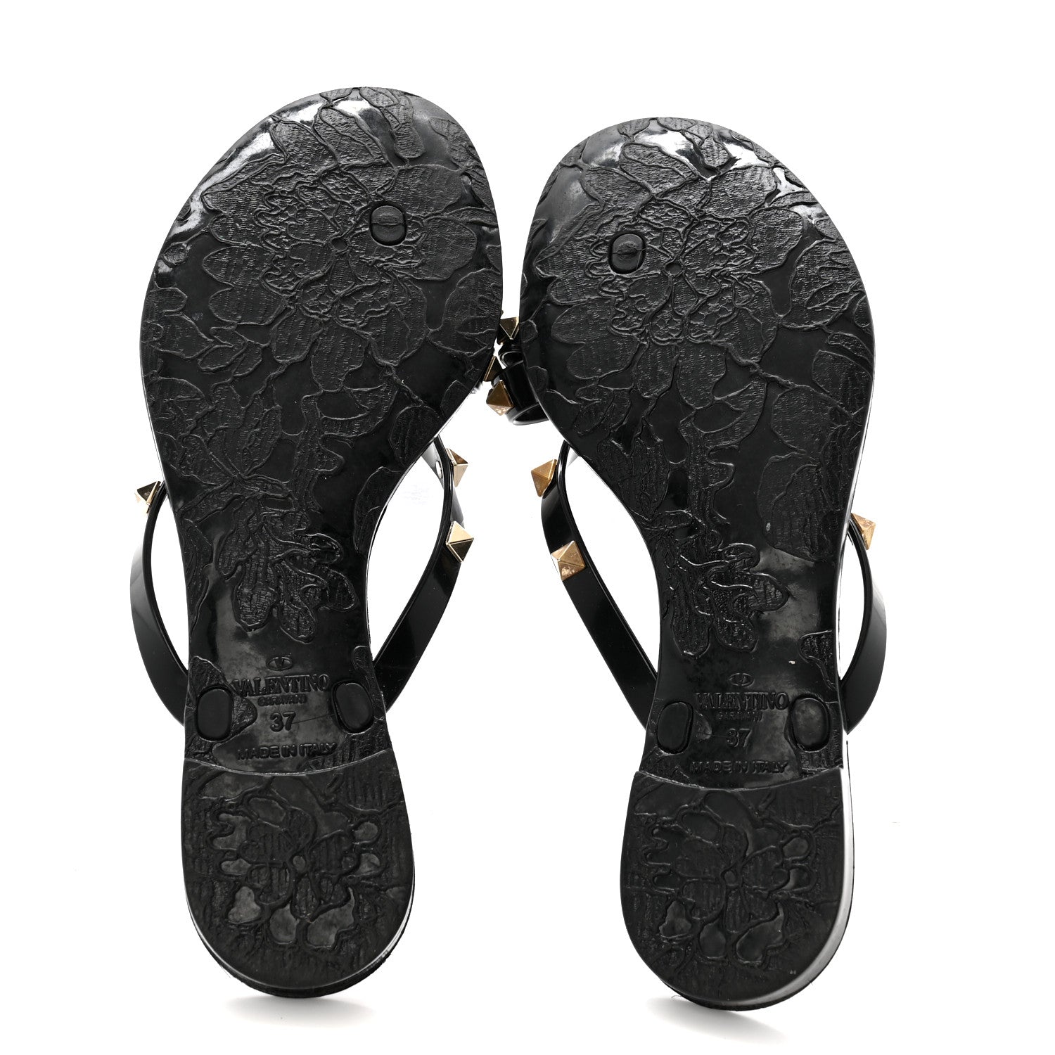 Valentino Garavani PVC Jelly Rockstud Bow Thong Sandals 37 Black 6 of 11