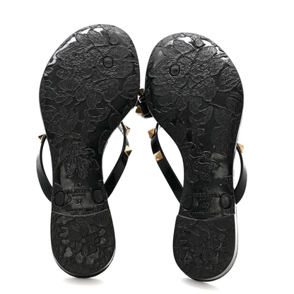 Valentino Garavani PVC Jelly Rockstud Bow Thong Sandals 37 Black 6 of 11