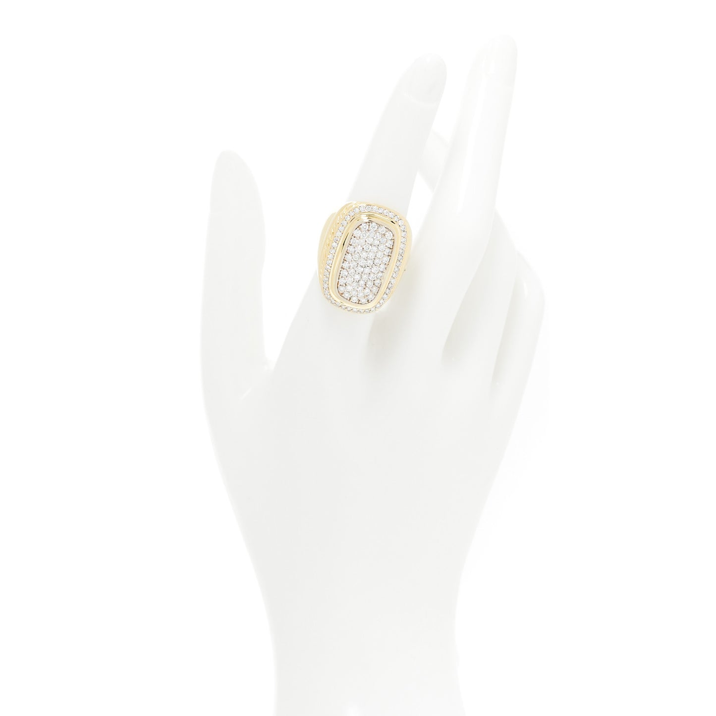 18K Yellow Gold Diamond Elongated Pave Albion Ring 54 7