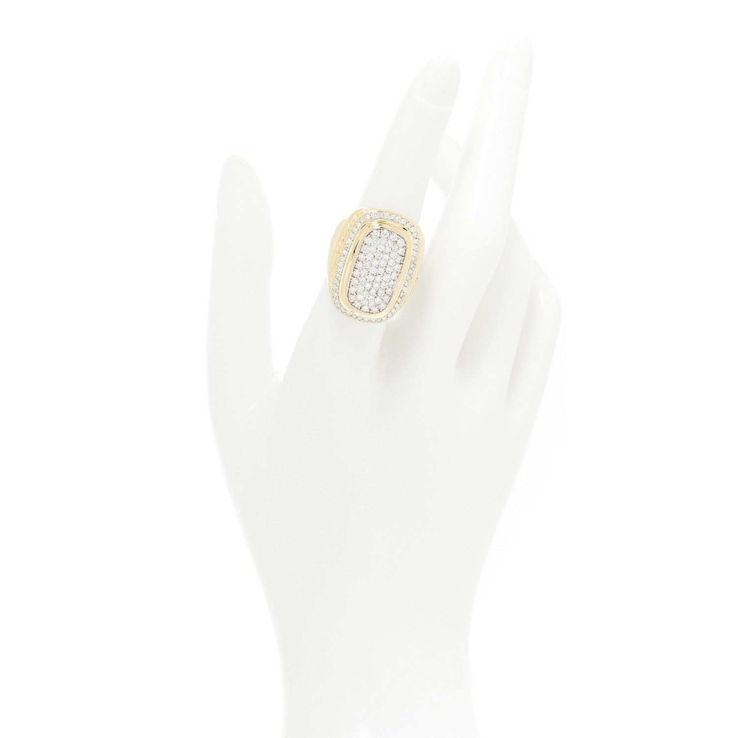 David Yurman 18K Yellow Gold Diamond Elongated Pave Albion Ring 54 7 2 of 5