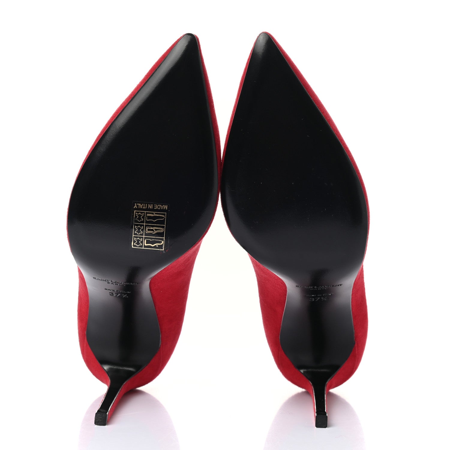 Saint Laurent Kid Scamosciato Classic Paris 105 Skinny Pumps 37.5 New Red 5 of 12