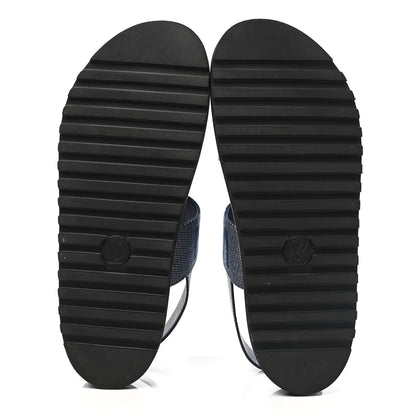 Louis Vuitton Monogram Denim Paseo Flat Comfort Sandals 41 Navy Blue 5 of 8