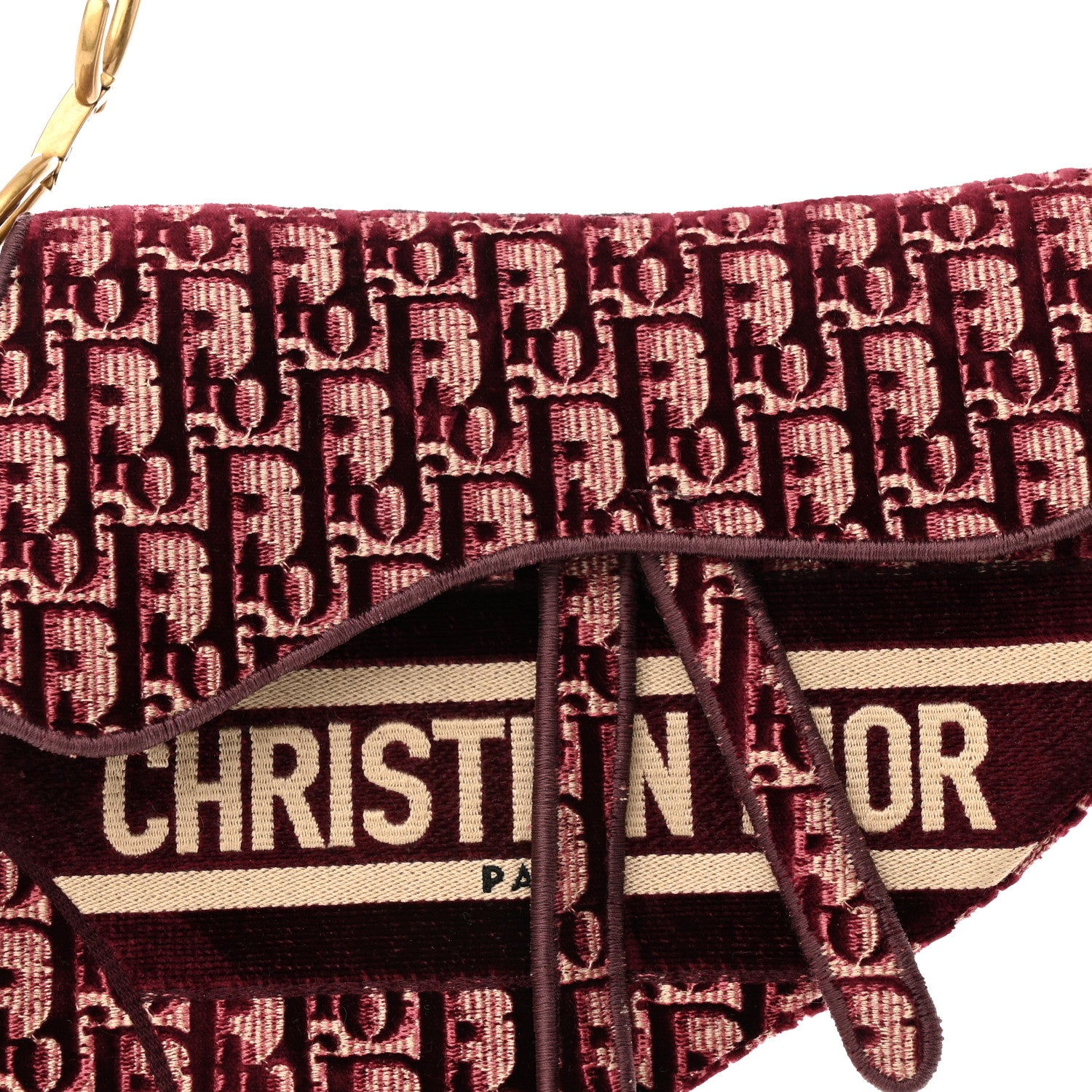 Christian Dior Velvet Oblique Saddle Bag Burgundy 8 of 10