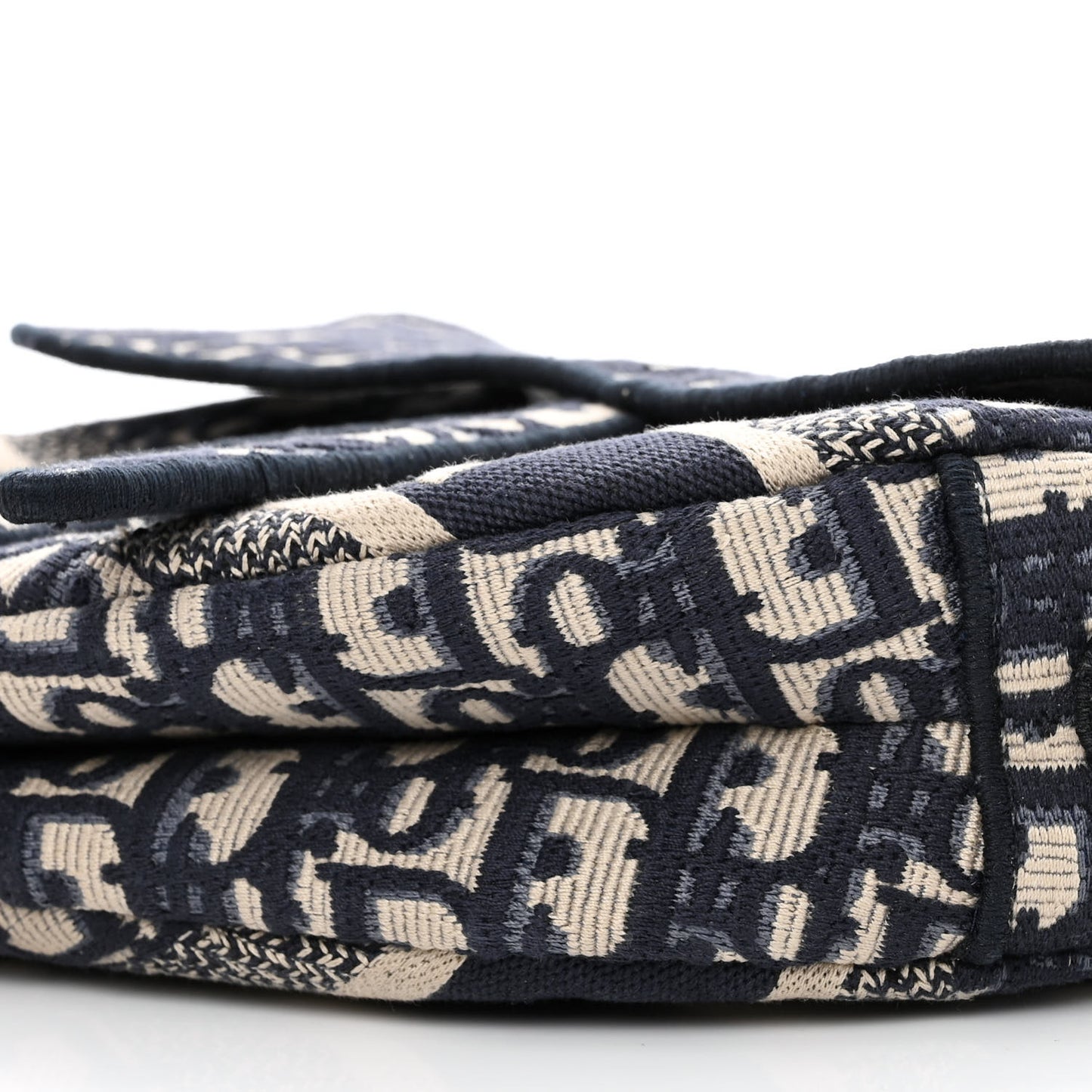 Oblique Embroidered Saddle Bag Blue