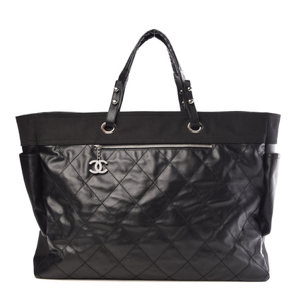 Chanel Coated Canvas Stitched XL Paris Biarritz Tote Black 1 of 11