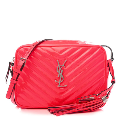 Saint Laurent Patent Calfskin Matelasse Monogram Lou Camera Bag Neon Pink 1 of 9
