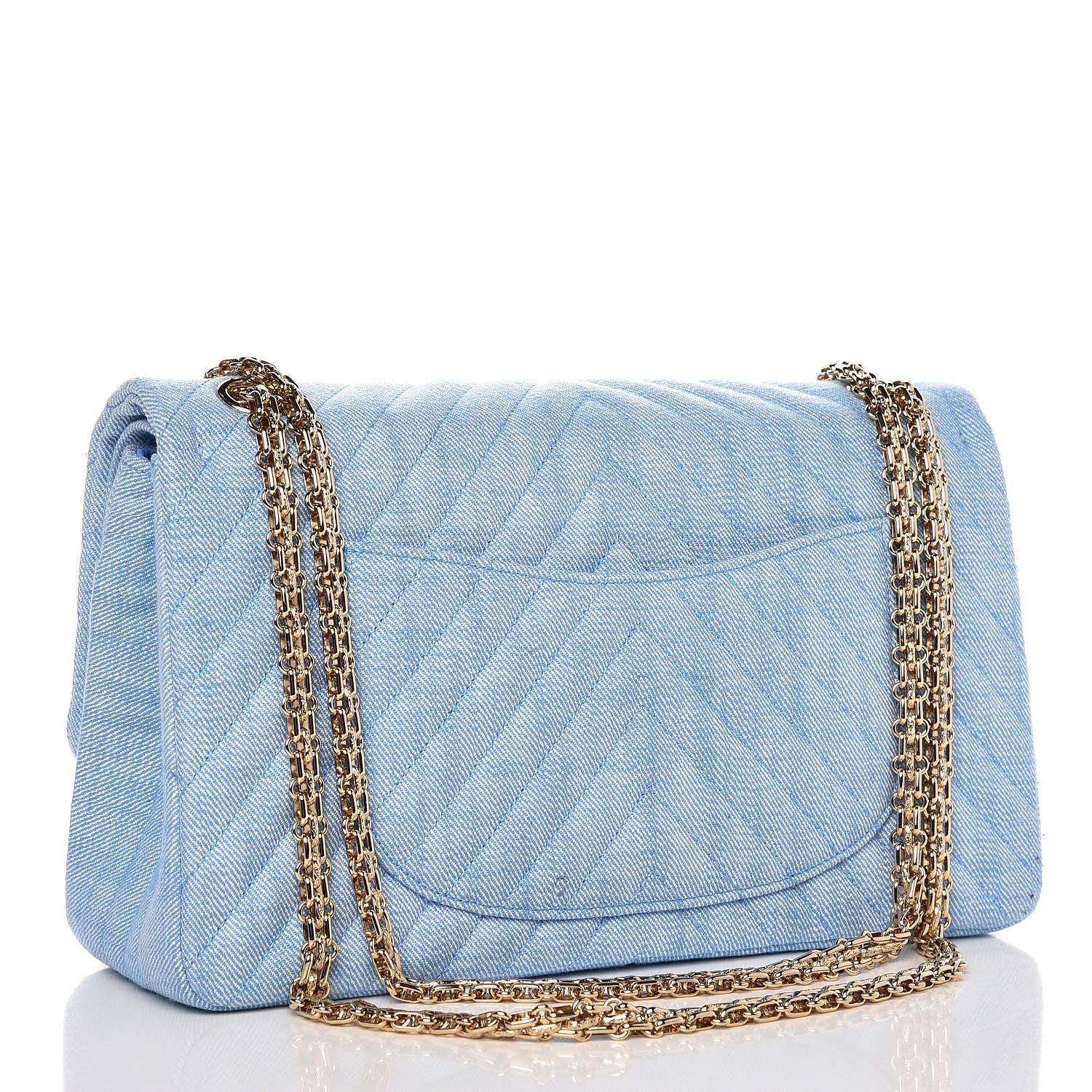 Chanel Denim Chevron Quilted 2.55 Reissue 226 Flap Light Blue 4 of 11