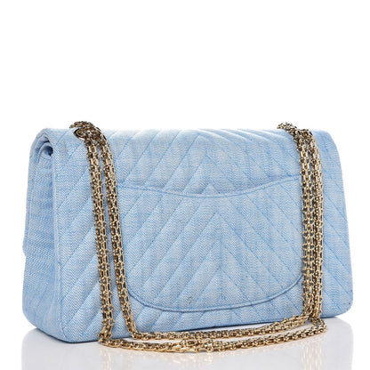 Chanel Denim Chevron Quilted 2.55 Reissue 226 Flap Light Blue 4 of 11