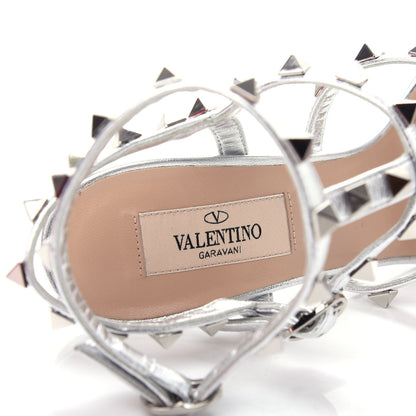 Valentino Garavani Metallic Nappa Rockstud Gladiator 105mm Sandals 36 Silver 8 of 12