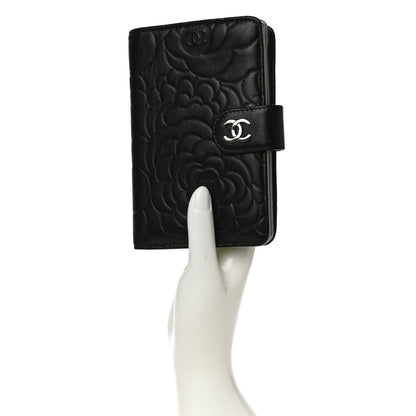 Chanel Lambskin Camellia Embossed Zipped Pocket Wallet Black 2 of 20