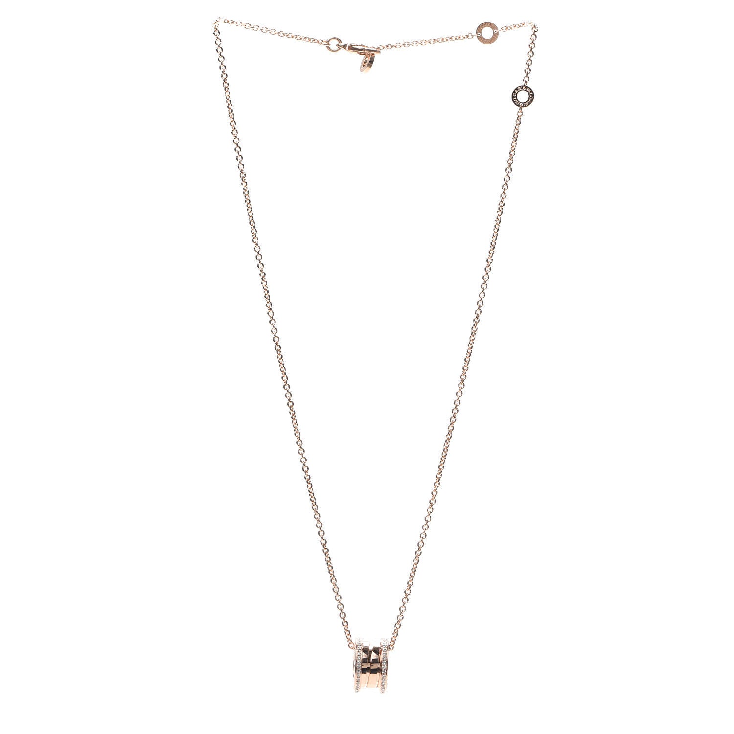 Bulgari 18K Rose Gold Diamond B.Zero1 Pendant Necklace 3 of 6
