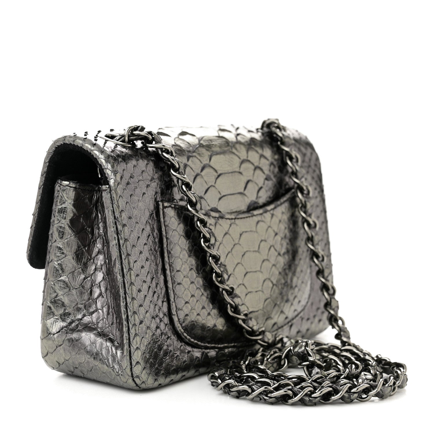 Chanel Snakeskin Mini Rectangular Flap Grey 3 of 12