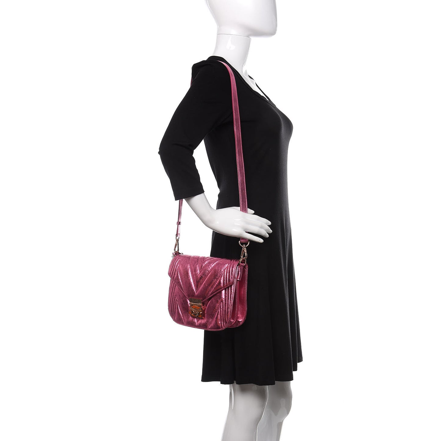 Metallic Calfskin Quilted Patricia Crossbody Bag Viva Lila