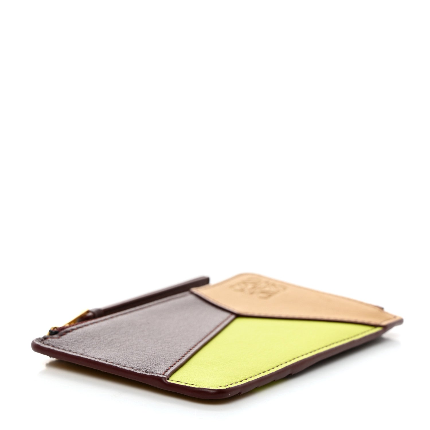 Loewe Calfskin Puzzle Colorblock Coin Card Holder Sahara Burgundy Anise 4 of 7