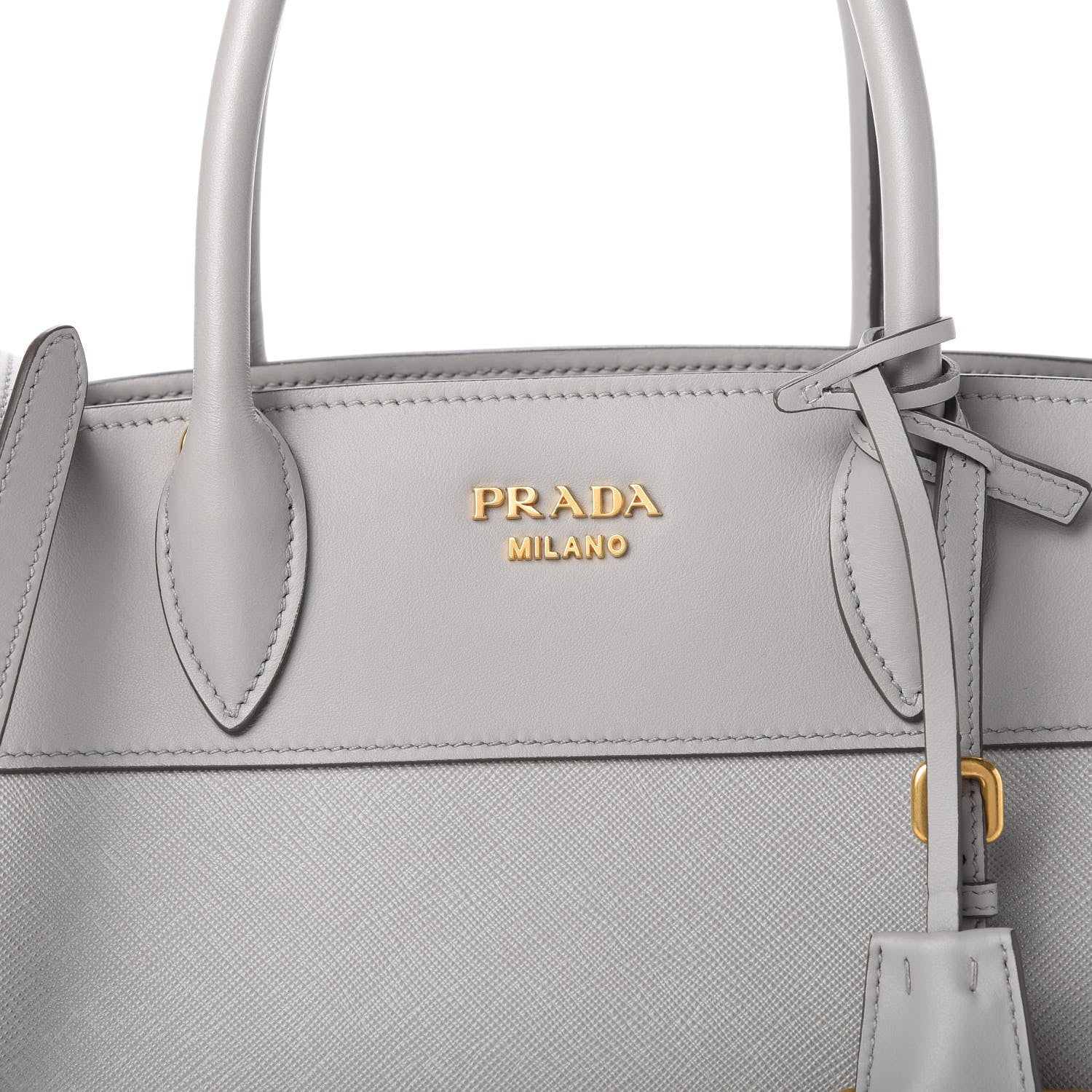 Prada Saffiano City Calfskin Medium Esplanade Tote Mercurio 10 of 10