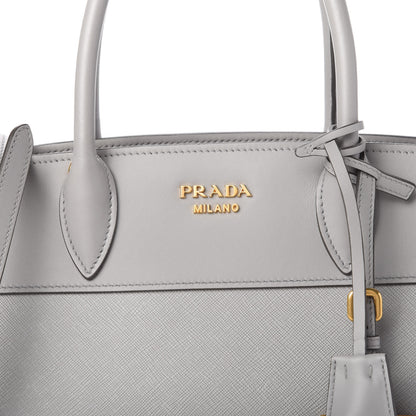 Prada Saffiano City Calfskin Medium Esplanade Tote Mercurio 10 of 10