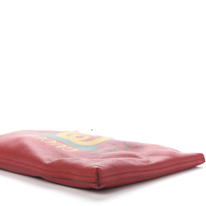 Gucci Pebbled Calfskin Medium Logo Portfolio Clutch Hibiscus Red 7 of 9