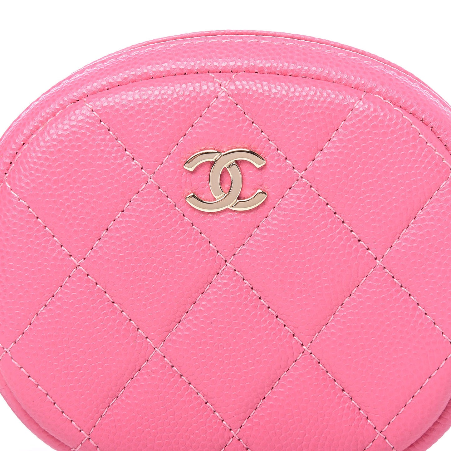 Caviar Quilted Zip Around Classic Coin Purse Pink