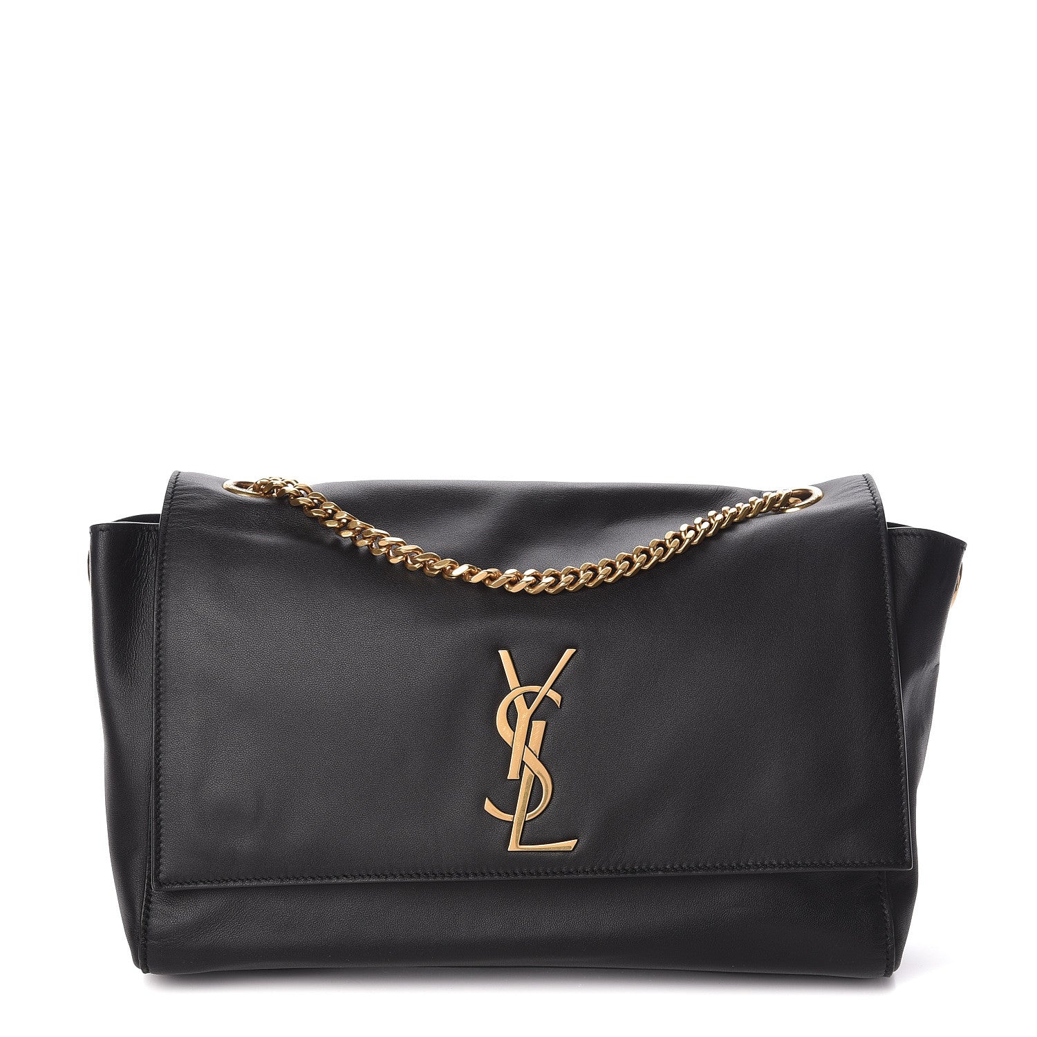 Saint Laurent Smooth Calfskin Suede Medium Reversible Monogram Kate Satchel Black 1 of 15