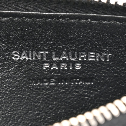 Saint Laurent Grain De Poudre Matelasse Chevron Monogram Fragments Zippered Card Case Black 7 of 8