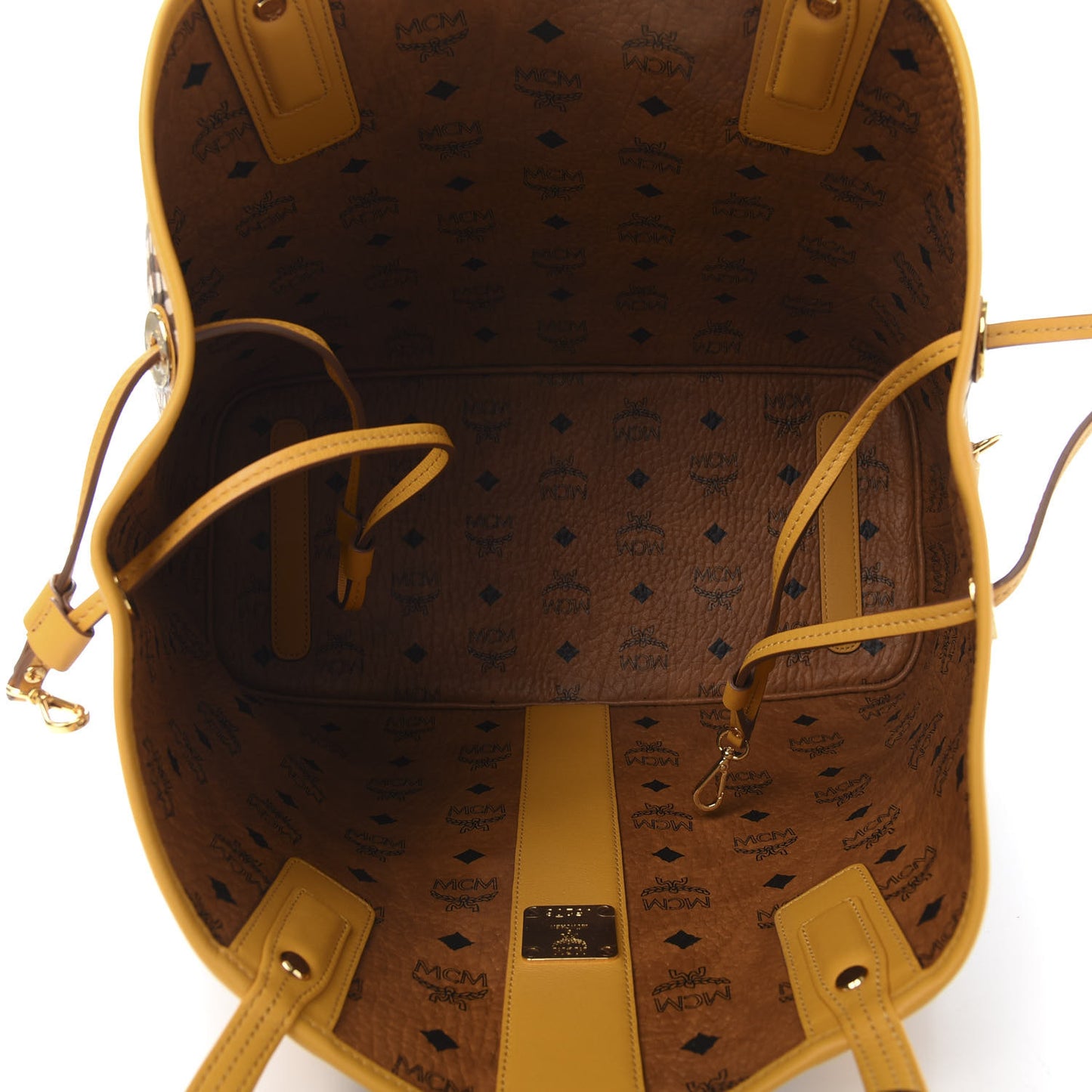 Visetos Medium Liz Reversible Shopper Tote Cognac Yellow