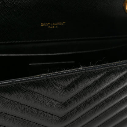 Saint Laurent Grain De Poudre Matelasse Chevron Medium Monogram Satchel Black 13 of 13