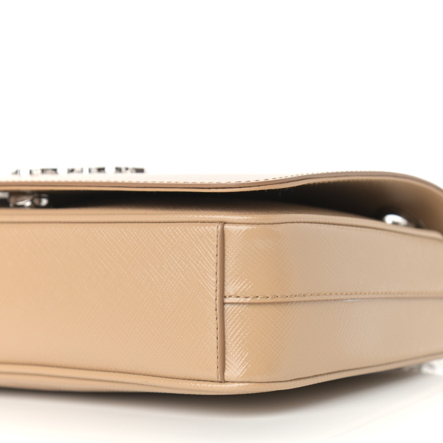 Prada Saffiano Vernice Flap Chain Crossbody Bag Sabbia 10 of 10