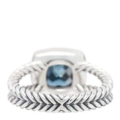 David Yurman Sterling Silver Diamond Hampton Blue Topaz 7mm Petite Albion Ring 52 6 3 of 4