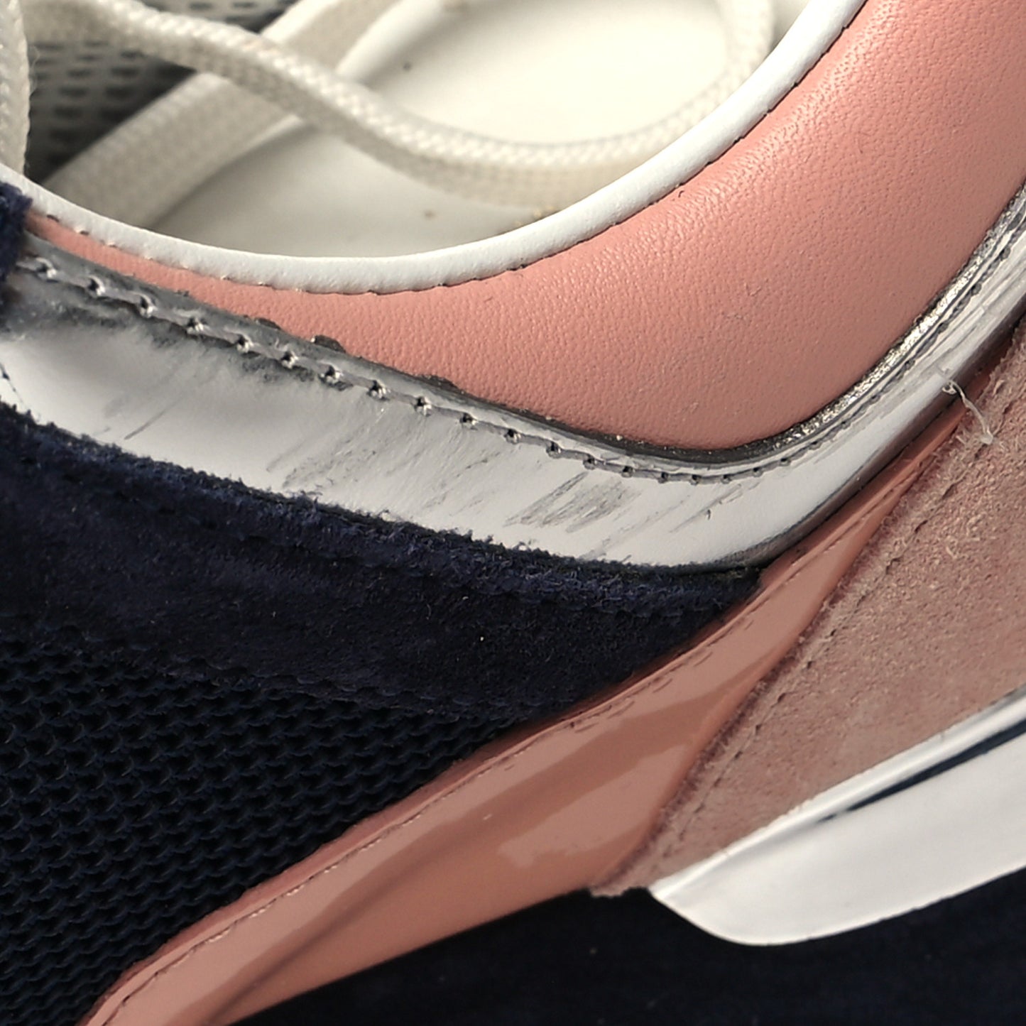 Suede Calfskin Run Away Sneakers 37 Blue Pink White