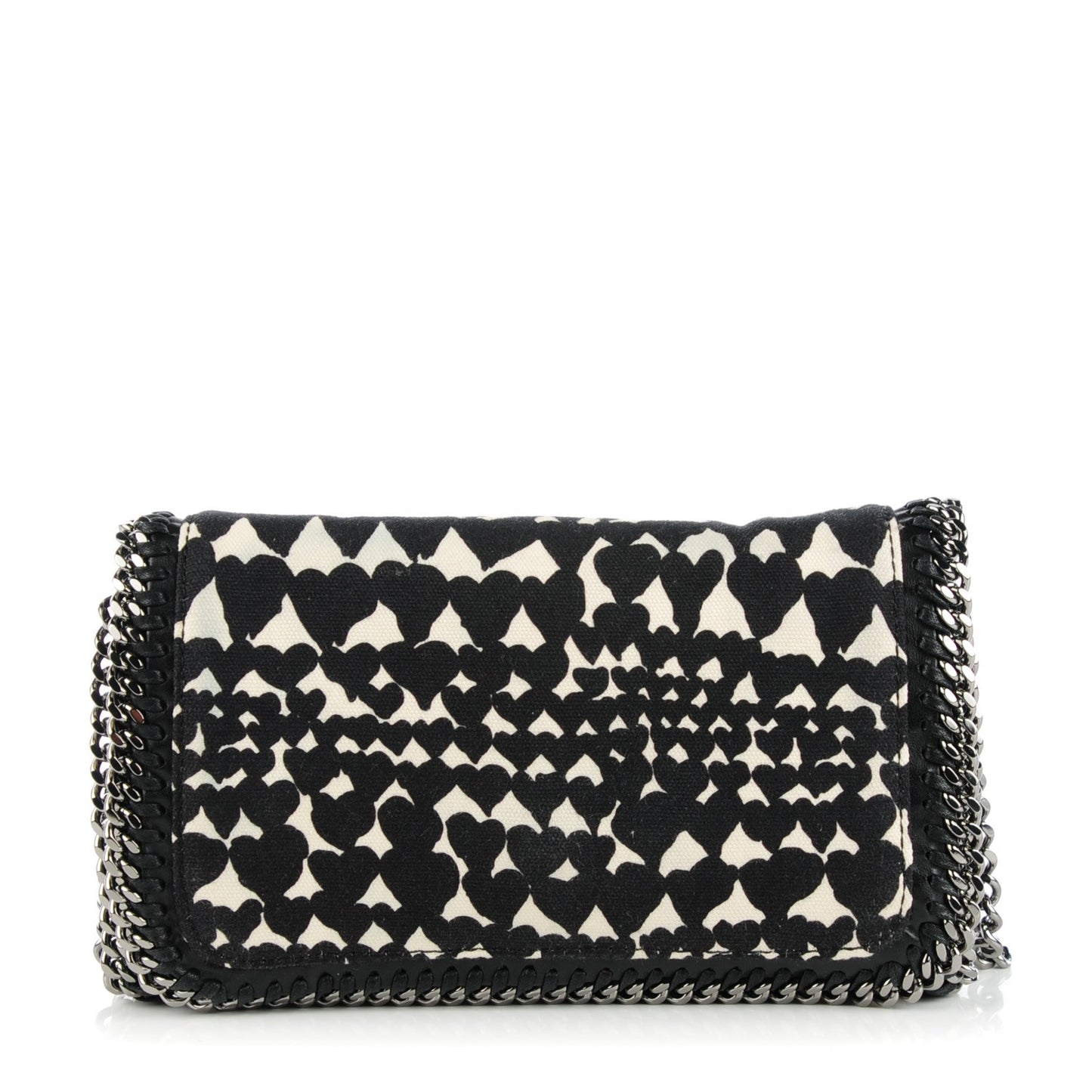 Faux Leather Falabella Hearts Convertible Clutch Black