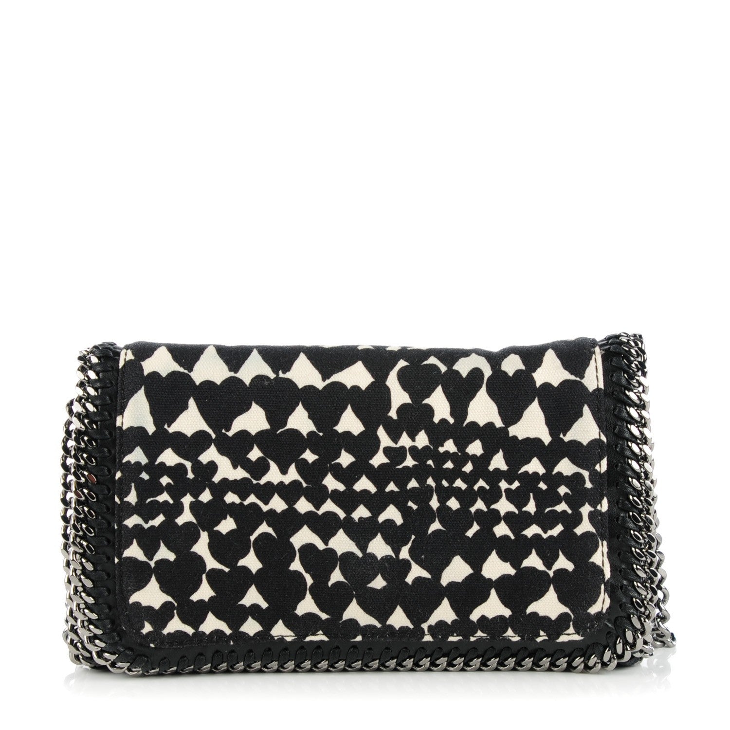 Stella McCartney Faux Leather Falabella Hearts Convertible Clutch Black 1 of 9