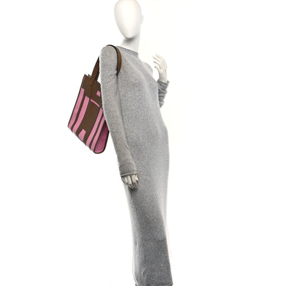 Hermes Canvas Calfskin Petit H Bell Tote Bag Rose Gold 2 of 9