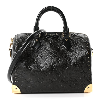 Louis Vuitton Calfskin Monogram Saga Speedy Trunk 25 Black 1 of 9