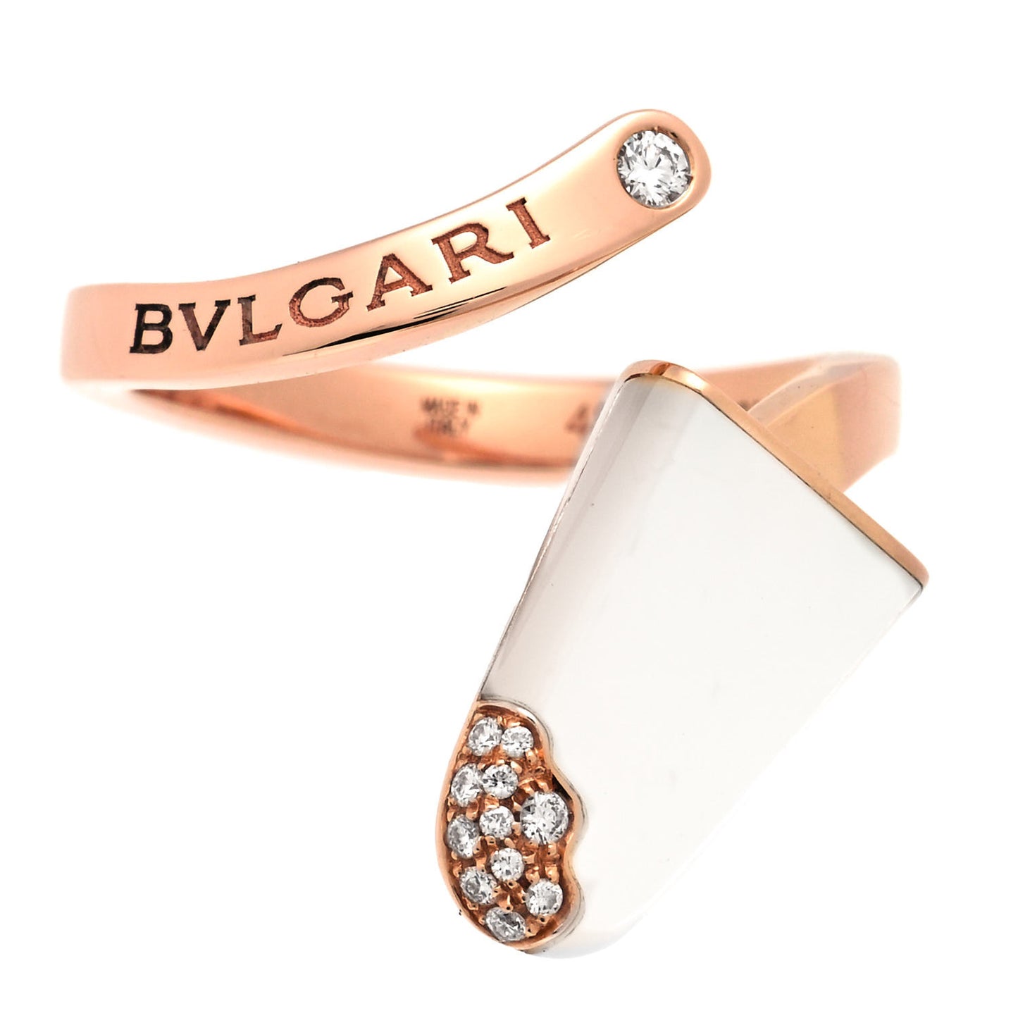 18K Rose Gold Diamond Mother of Pearl Gelati Ring 48 4.5