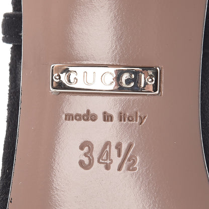 Gucci Suede Crystal Interlocking G Ankle Strap Sandals 34.5 Black 6 of 9