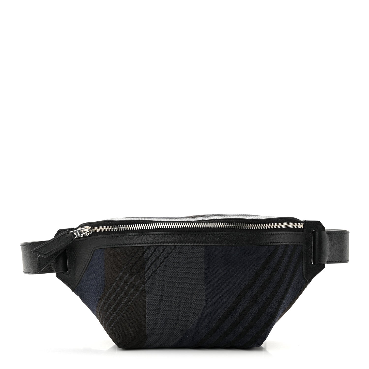 Hermes Dynamo Technical Canvas Allegretto Calfskin Cityslide Belt Bag Plomb Bleu Nuit Black 1 of 9