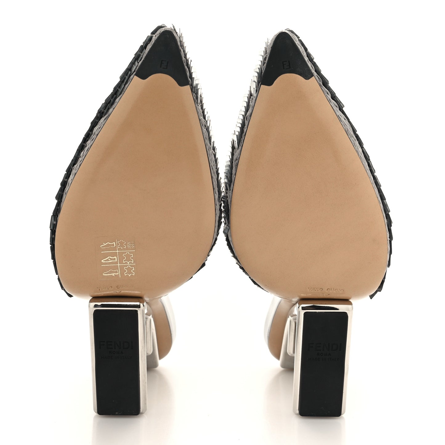 Paillette Embellished Fendi First Slingback Pump 37 Grigio