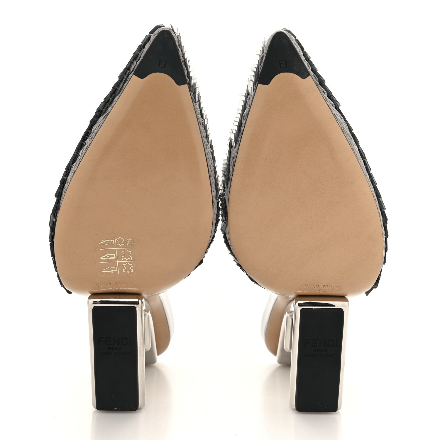 Fendi Paillette Embellished Fendi First Slingback Pump 37 Grigio 5 of 7
