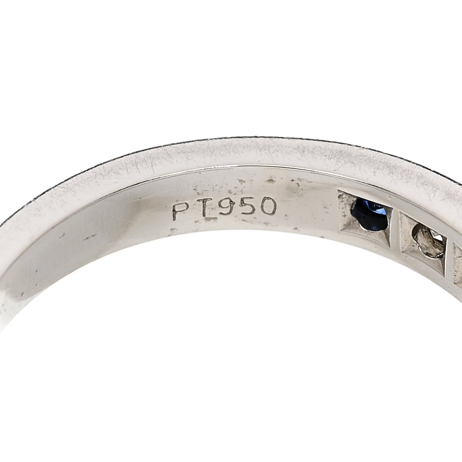 Tiffany Platinum Diamond Sapphire 3mm Band Ring 50 5.5 5 of 6