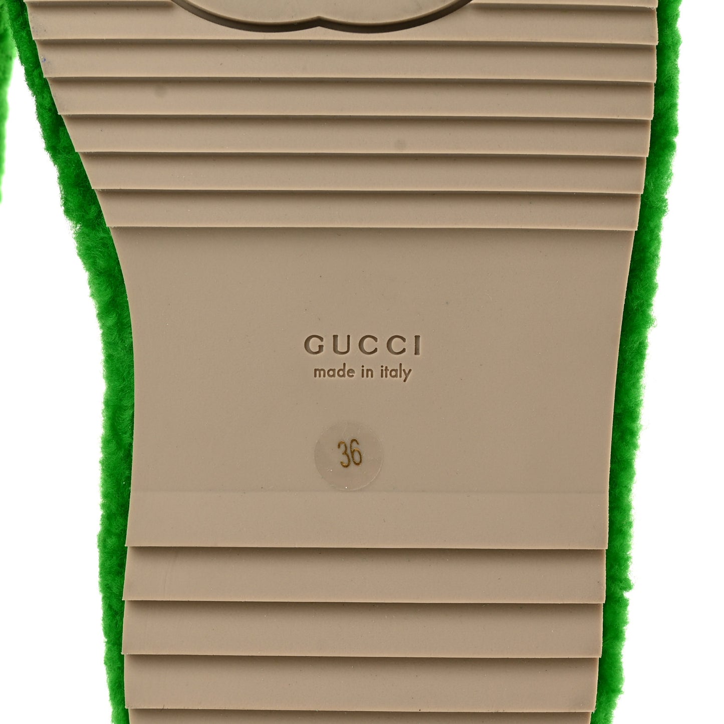 Shearling Interlocking G Womens Elea Platform Slide Wedge Sandals 36 Green Fluo Fuxia Fluo