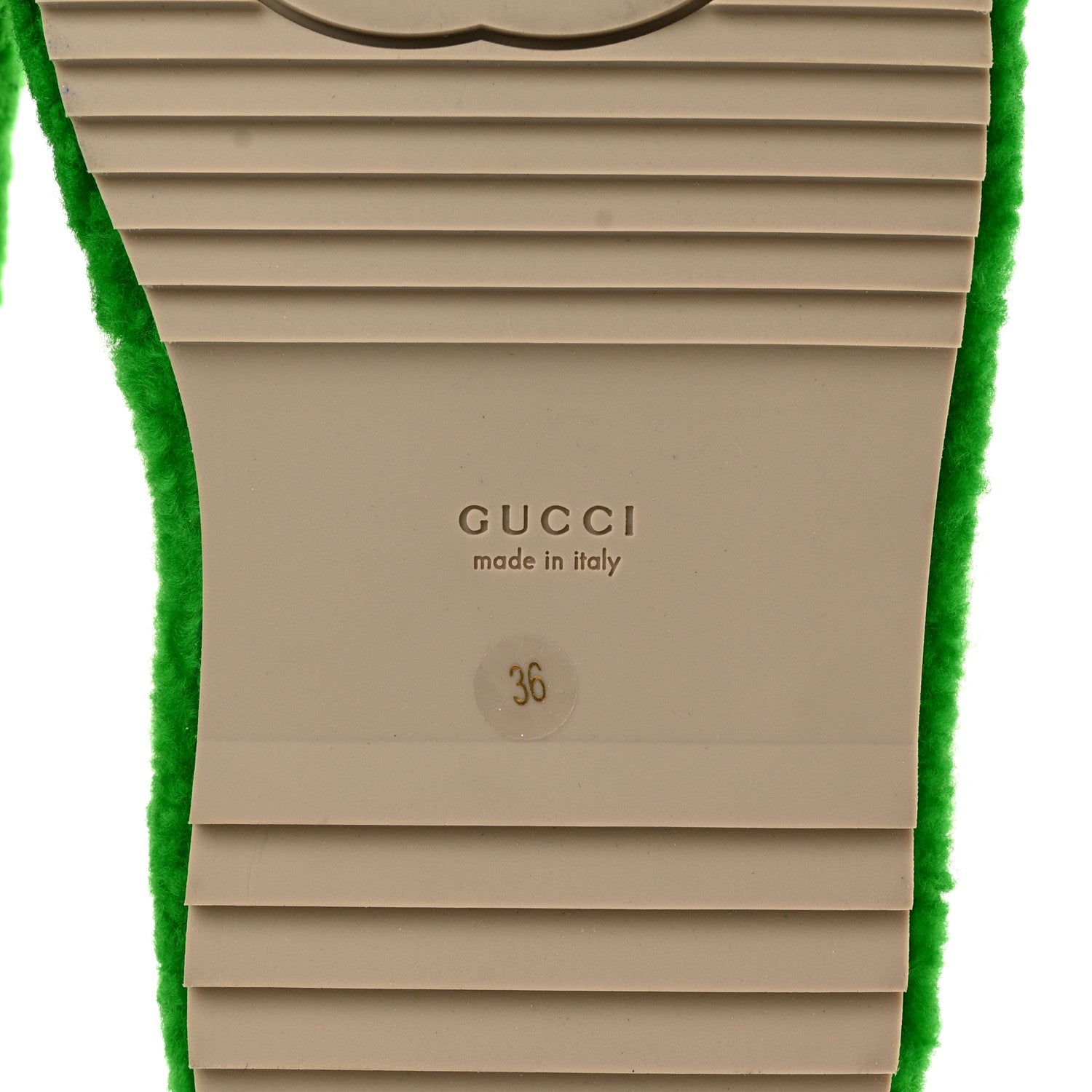 Gucci Shearling Interlocking G Womens Elea Platform Slide Wedge Sandals 36 Green Fluo Fuxia Fluo 6 of 11