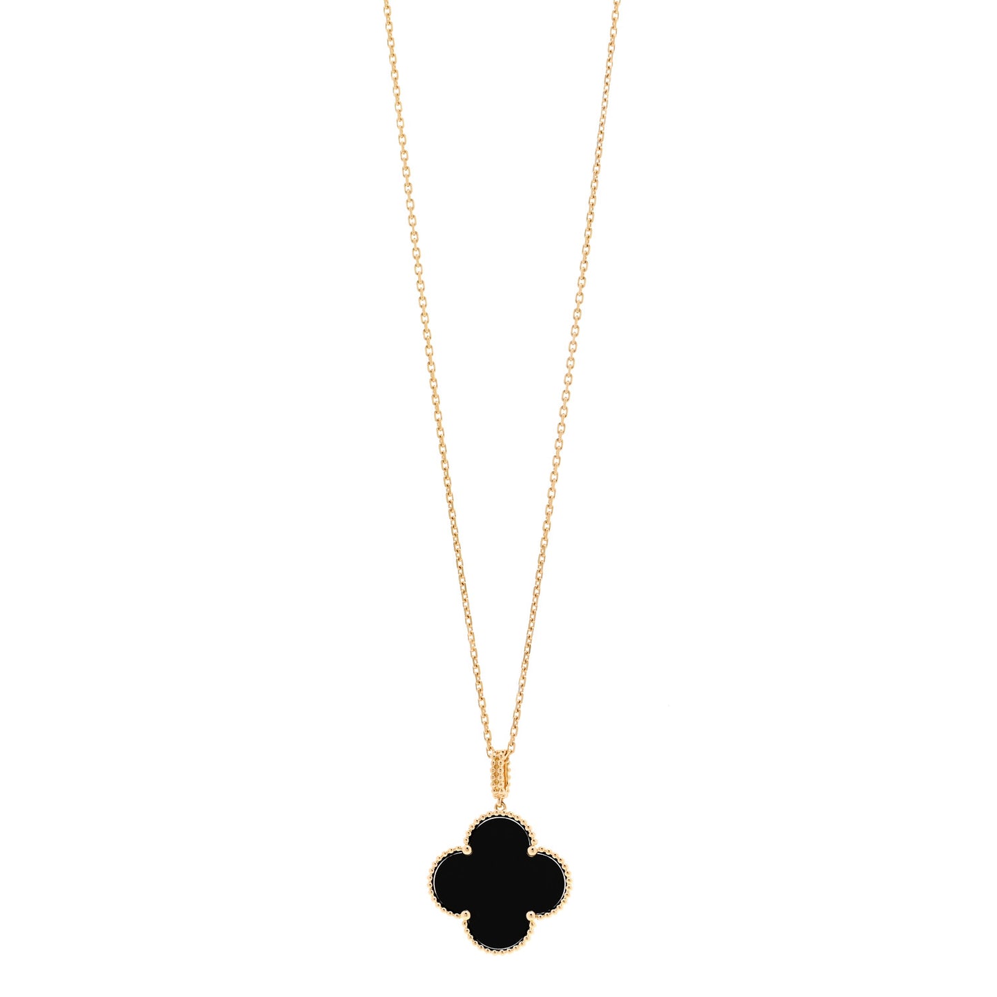 18K Yellow Gold Black Onyx Magic Alhambra Pendant Necklace