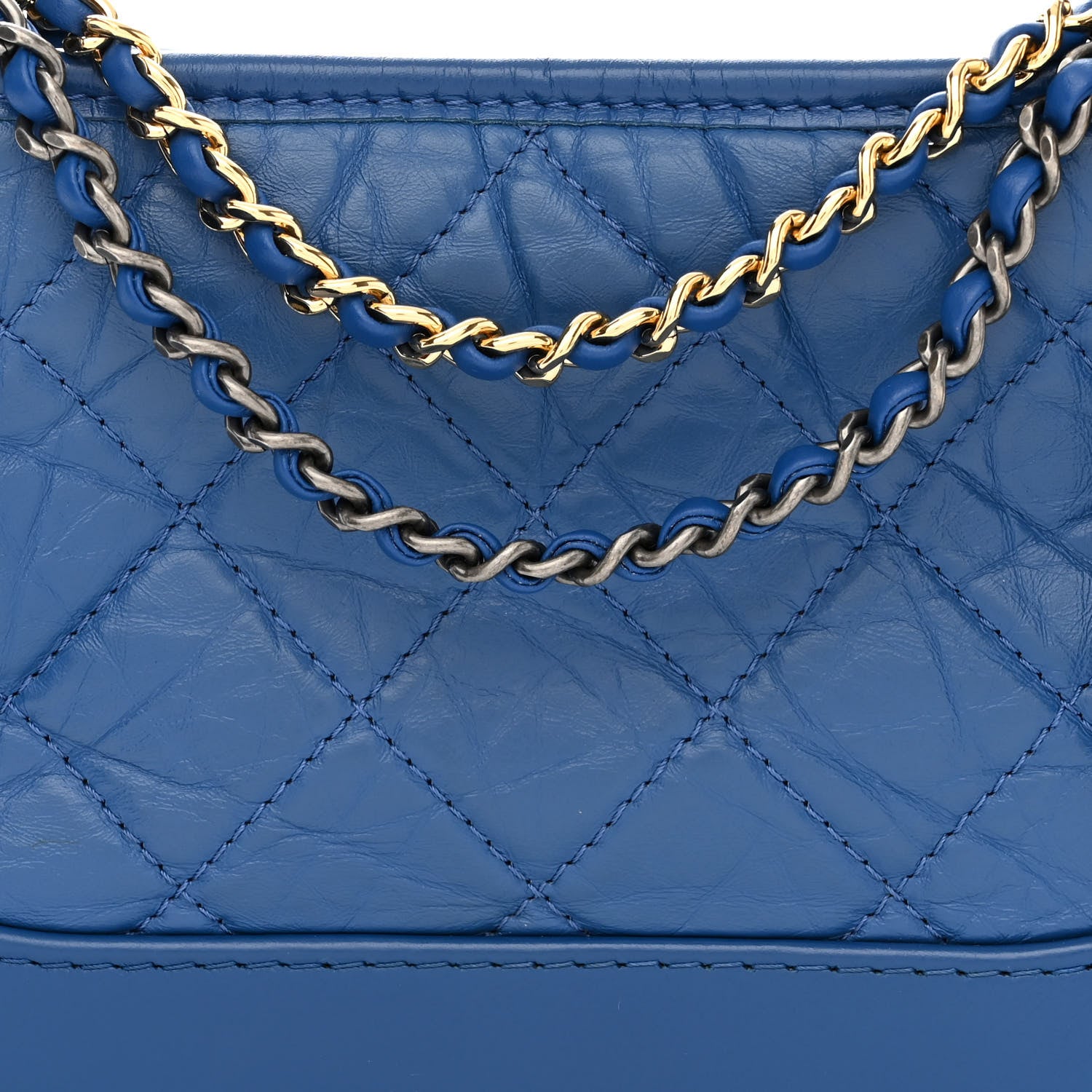 Chanel Aged Calfskin Quilted Small Gabrielle Hobo Blue 8 of 10