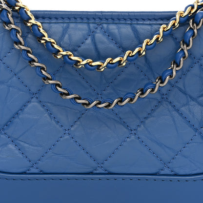 Chanel Aged Calfskin Quilted Small Gabrielle Hobo Blue 8 of 10