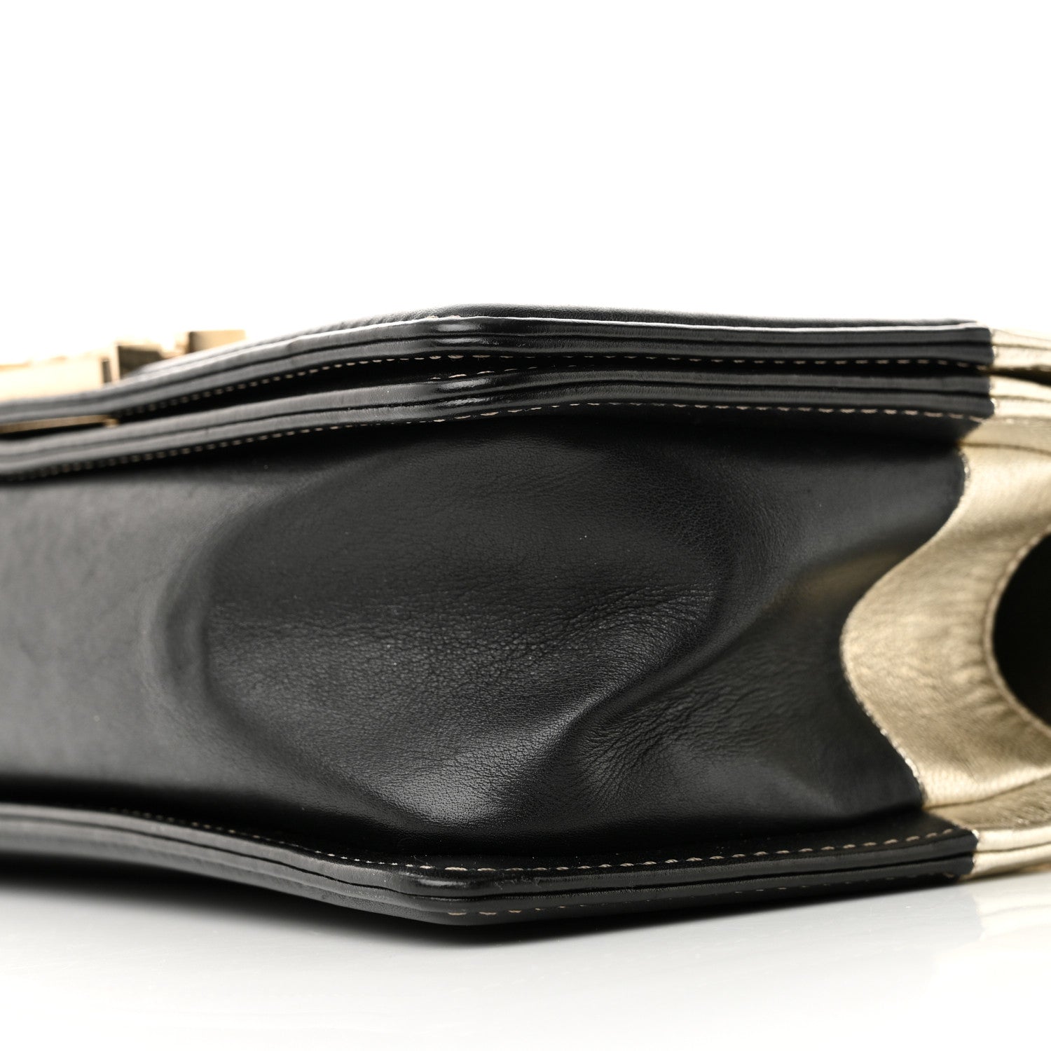 Chanel Metallic Goatskin Calfskin Medium Boy Flap Gold Black 10 of 15