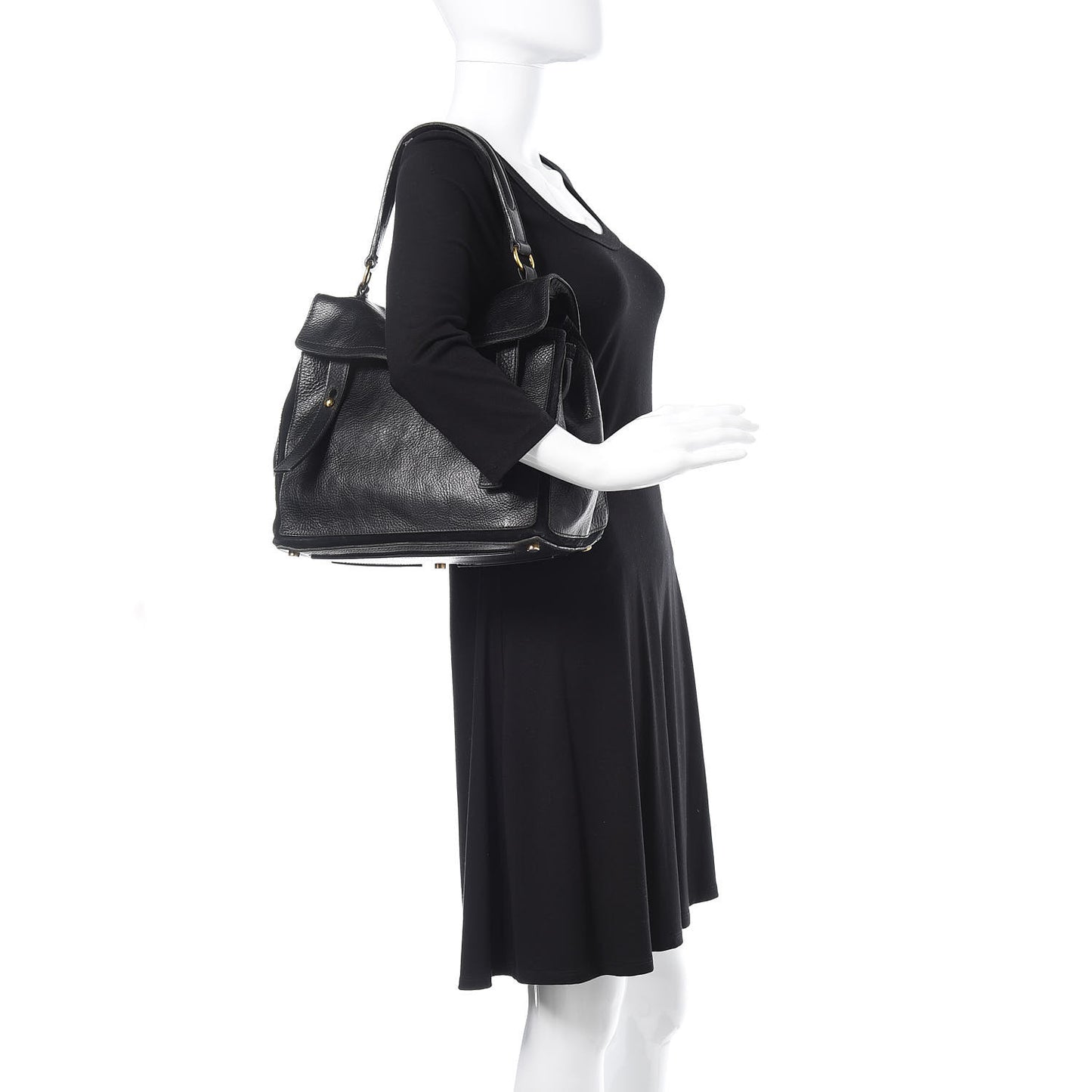 Calfskin Canvas Medium Muse Two Black