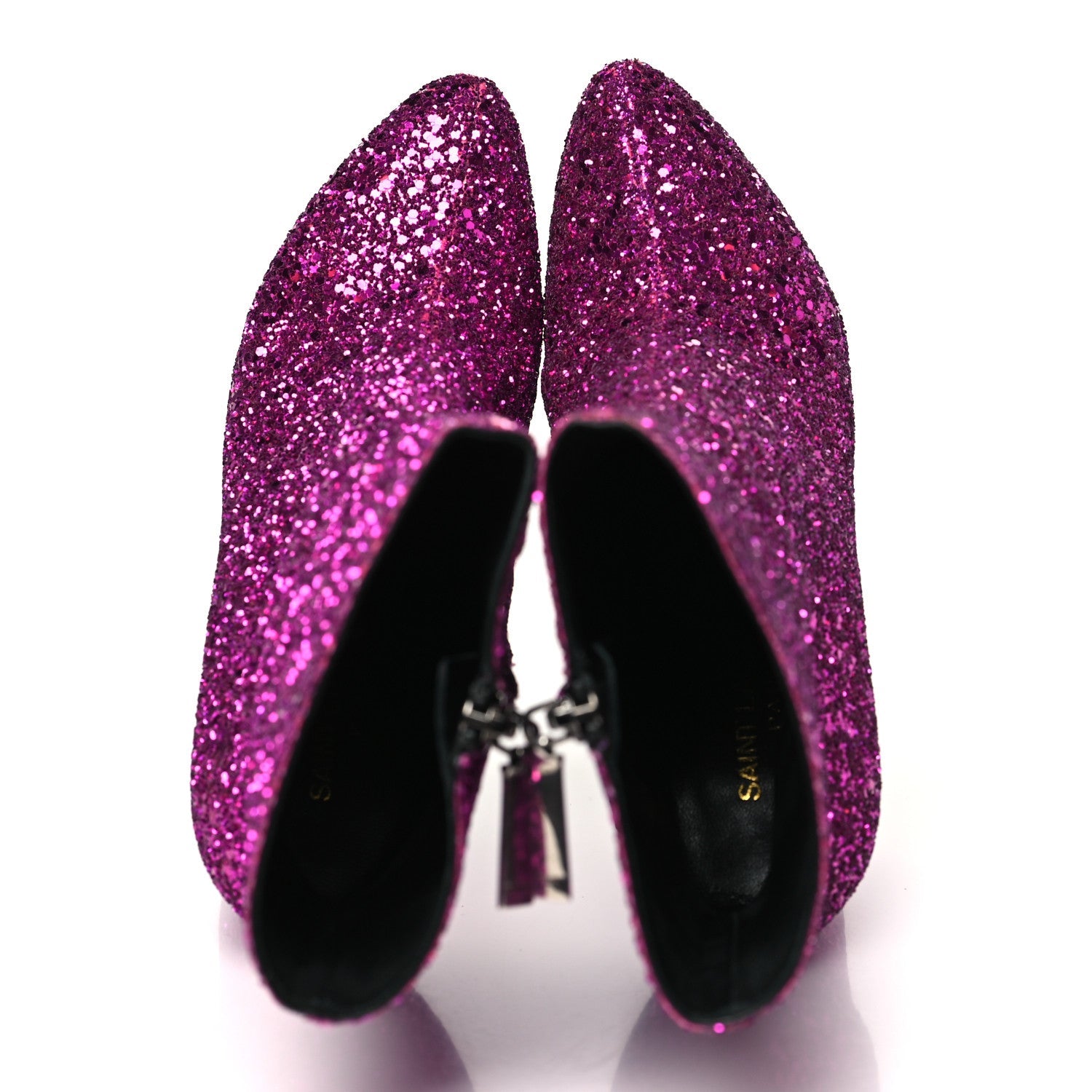 Saint Laurent Glitter Lou 95 Zip Bootie 38.5 Pink 1 of 6