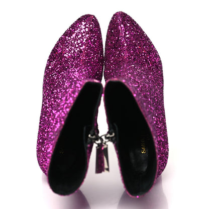 Saint Laurent Glitter Lou 95 Zip Bootie 38.5 Pink 1 of 6